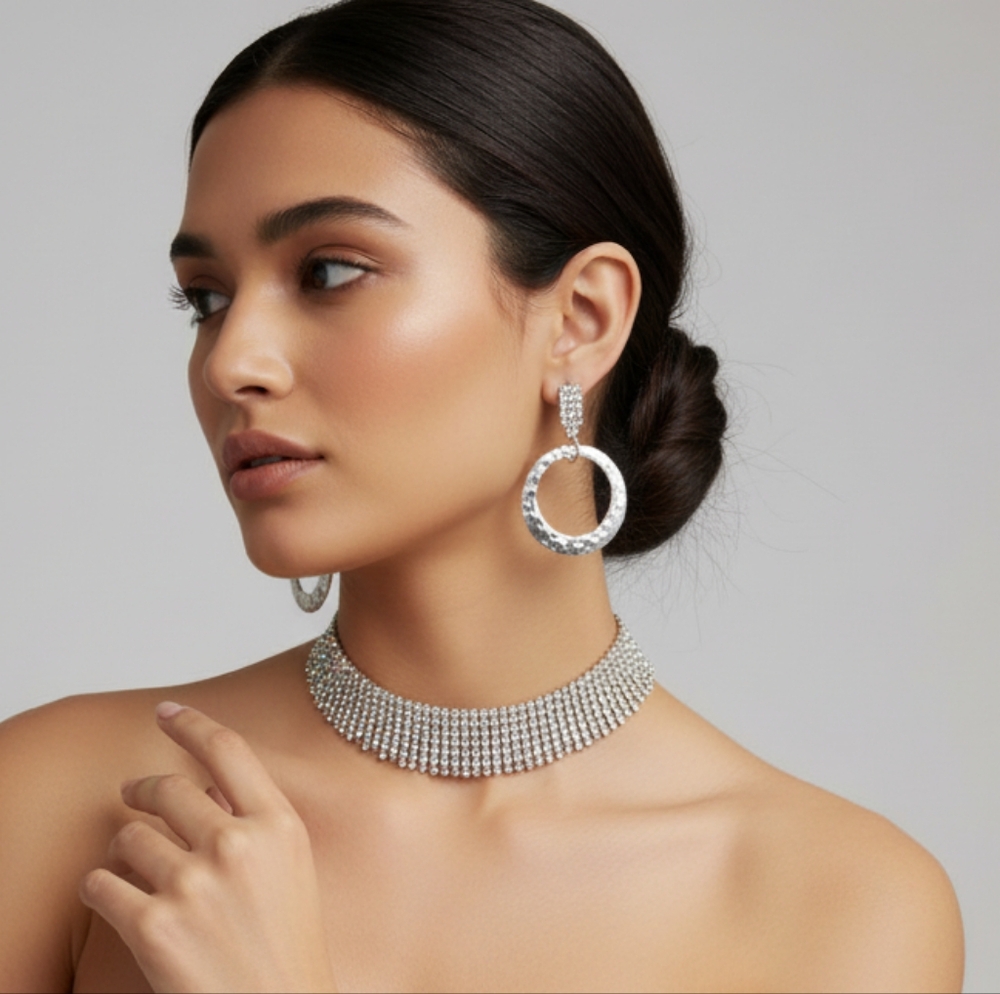 Pair of silver circle earrings